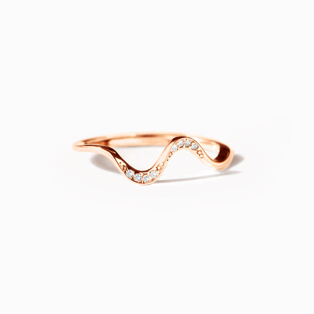 925 Sterling Silver Curved Crystal Ring rose gold plating wholesale jewelry JR fashion