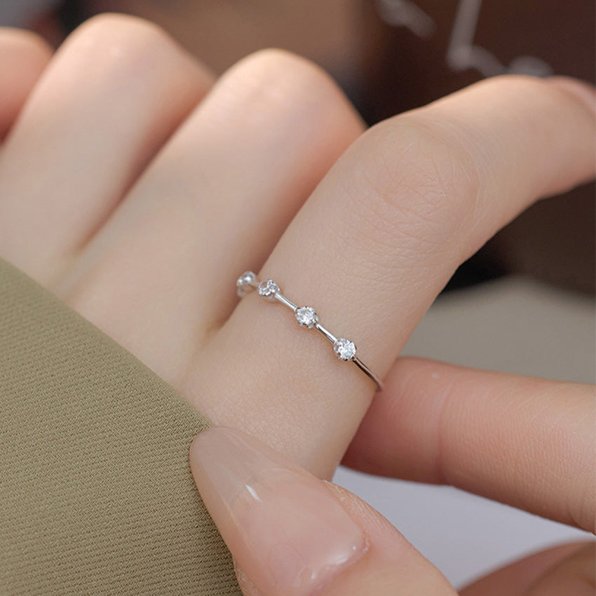 Dainty cz band ring womens