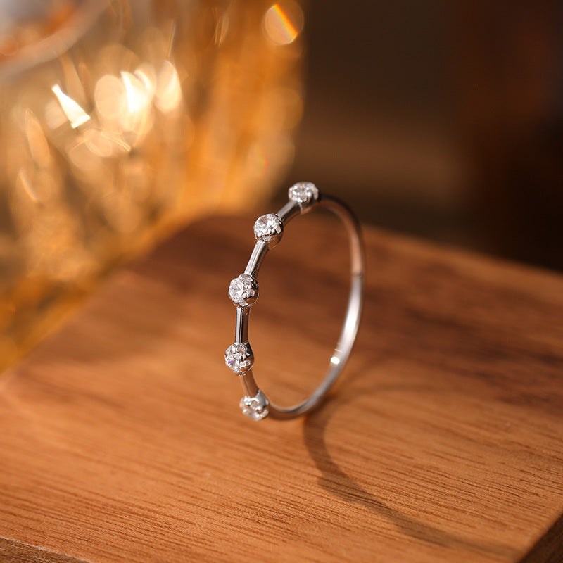 Dainty cz band ring silver