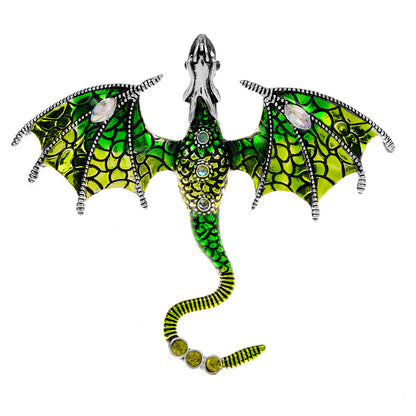Enamel Painted Rhinestone Dragon Brooch – Fashion Animal Pin in European & American Style (5 pcs)