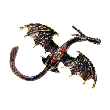 Enamel Painted Rhinestone Dragon Brooch – Fashion Animal Pin in European & American Style (5 pcs)