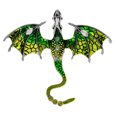 Enamel Painted Rhinestone Dragon Brooch – Fashion Animal Pin in European & American Style (5 pcs)