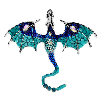 Enamel Painted Rhinestone Dragon Brooch – Fashion Animal Pin in European & American Style (5 pcs)