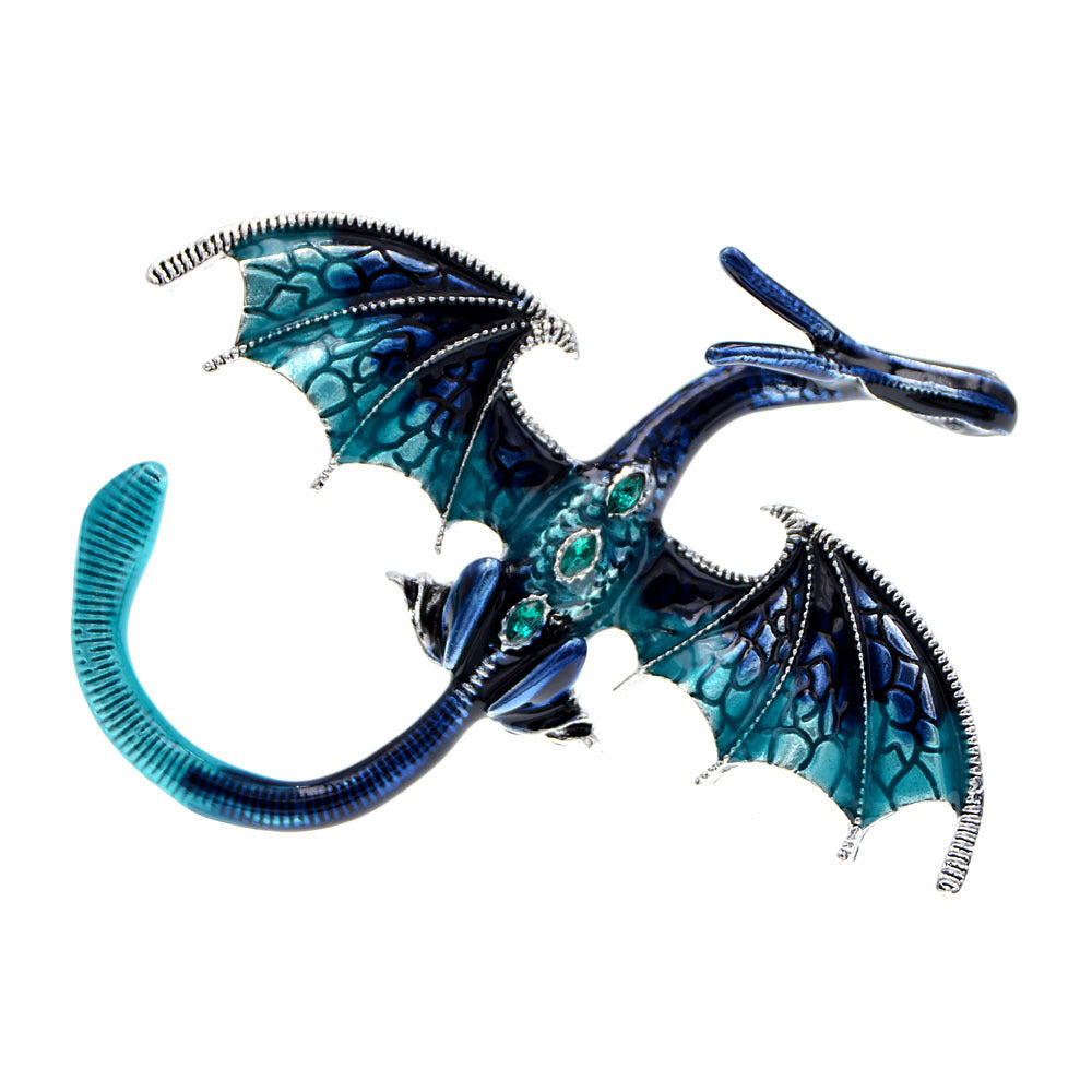 Enamel Painted Rhinestone Dragon Brooch – Fashion Animal Pin in European & American Style (5 pcs)