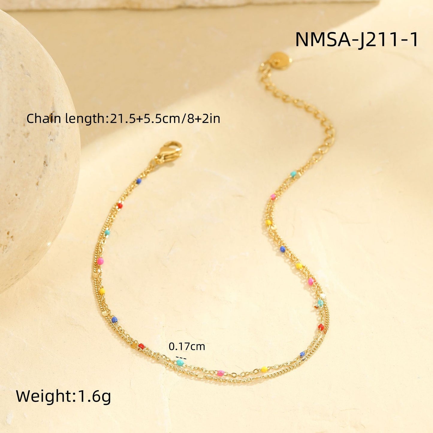 Wholesale 5 Piece Stainless Steel Colorful Enamel Anklet Set