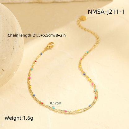 Wholesale 5 Piece Stainless Steel Colorful Enamel Anklet Set