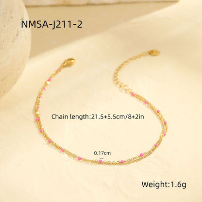 Wholesale 5 Piece Stainless Steel Colorful Enamel Anklet Set