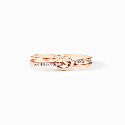 925 Sterling Silver Crystal Knot Ring rose gold plating wholesale jewelry JR fashion