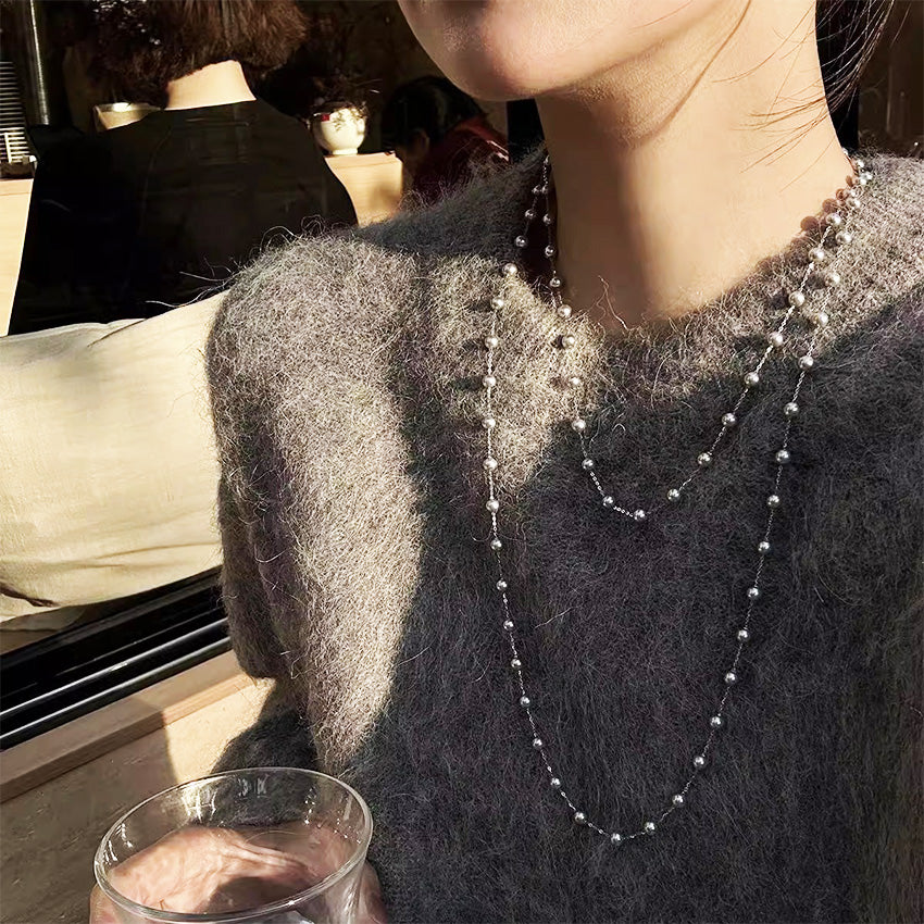 Minimalist faux pearl necklace double layer design bridesmaid jewelry gift for her wholesale
