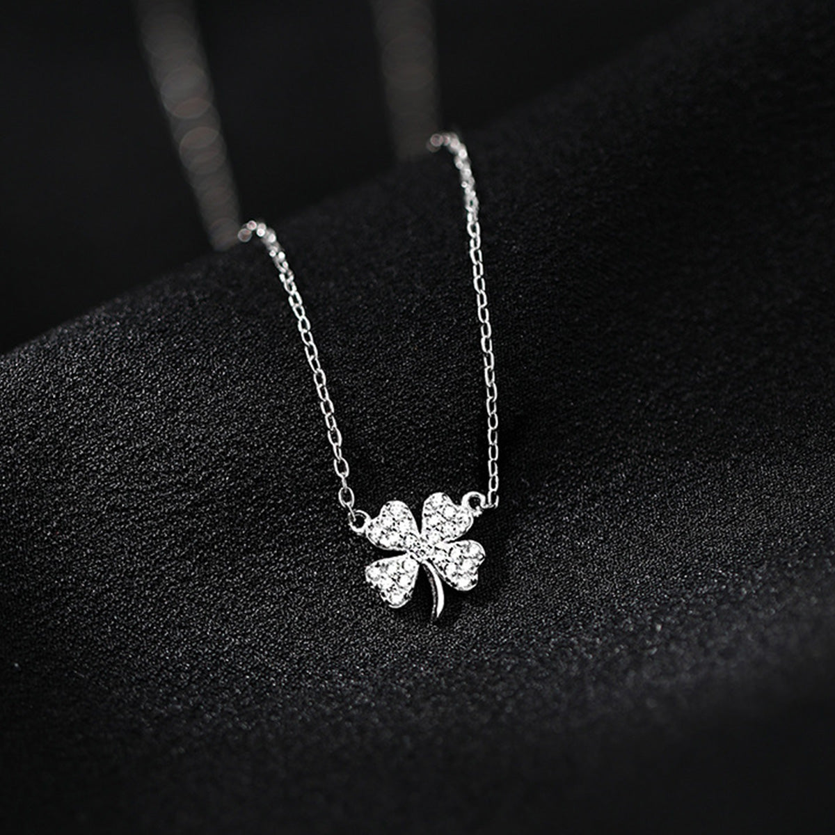 four clover crystal necklace sterling silver 925