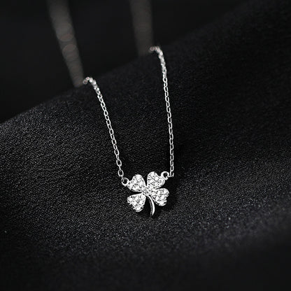 four clover crystal necklace sterling silver 925