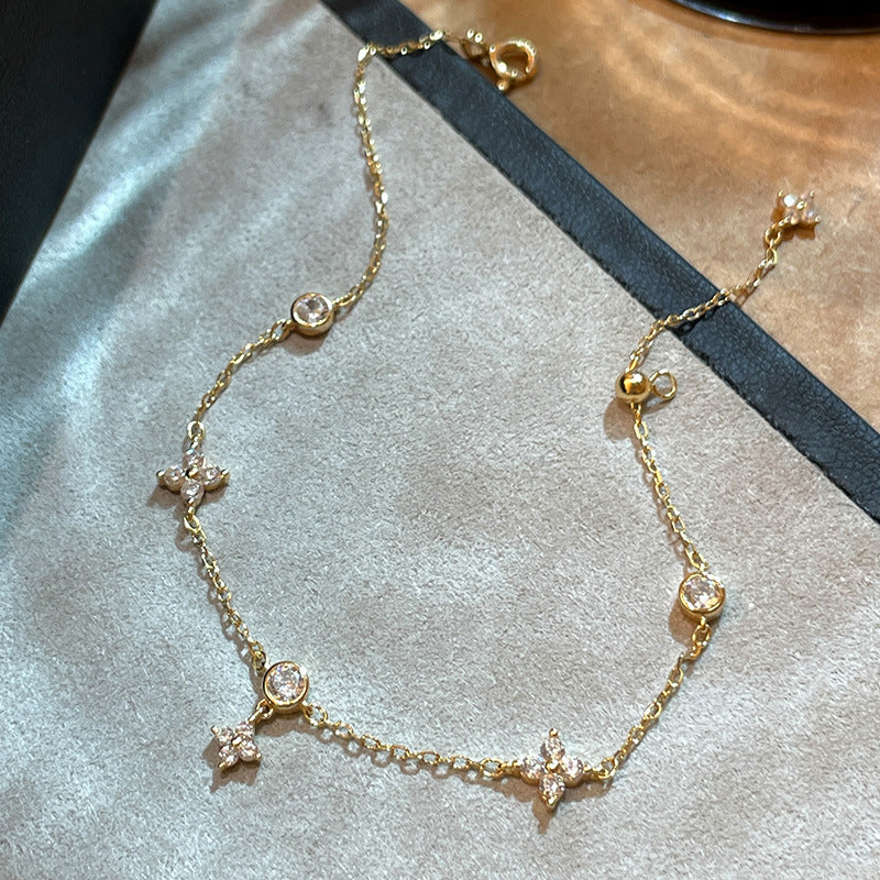 Four leaf clover bracelet 925 silver CZ charm bracelet wholesale jewelry