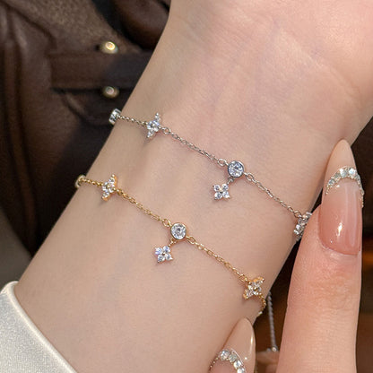 Four leaf clover bracelet 925 silver dainty gold bracelet gift for women