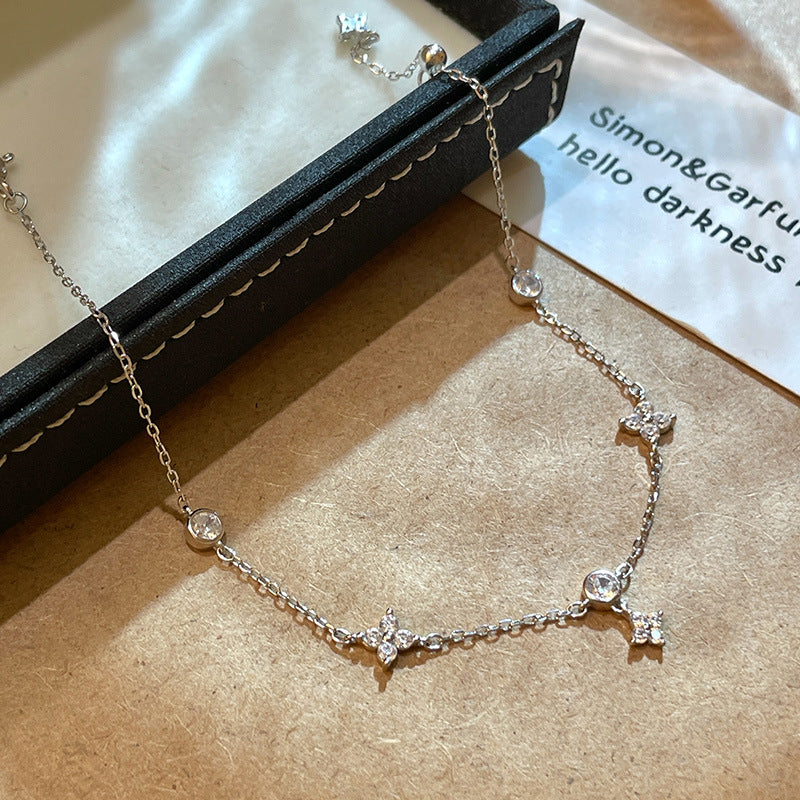 Sterling silver four leaf clover bracelet CZ minimalist bracelet wholesale