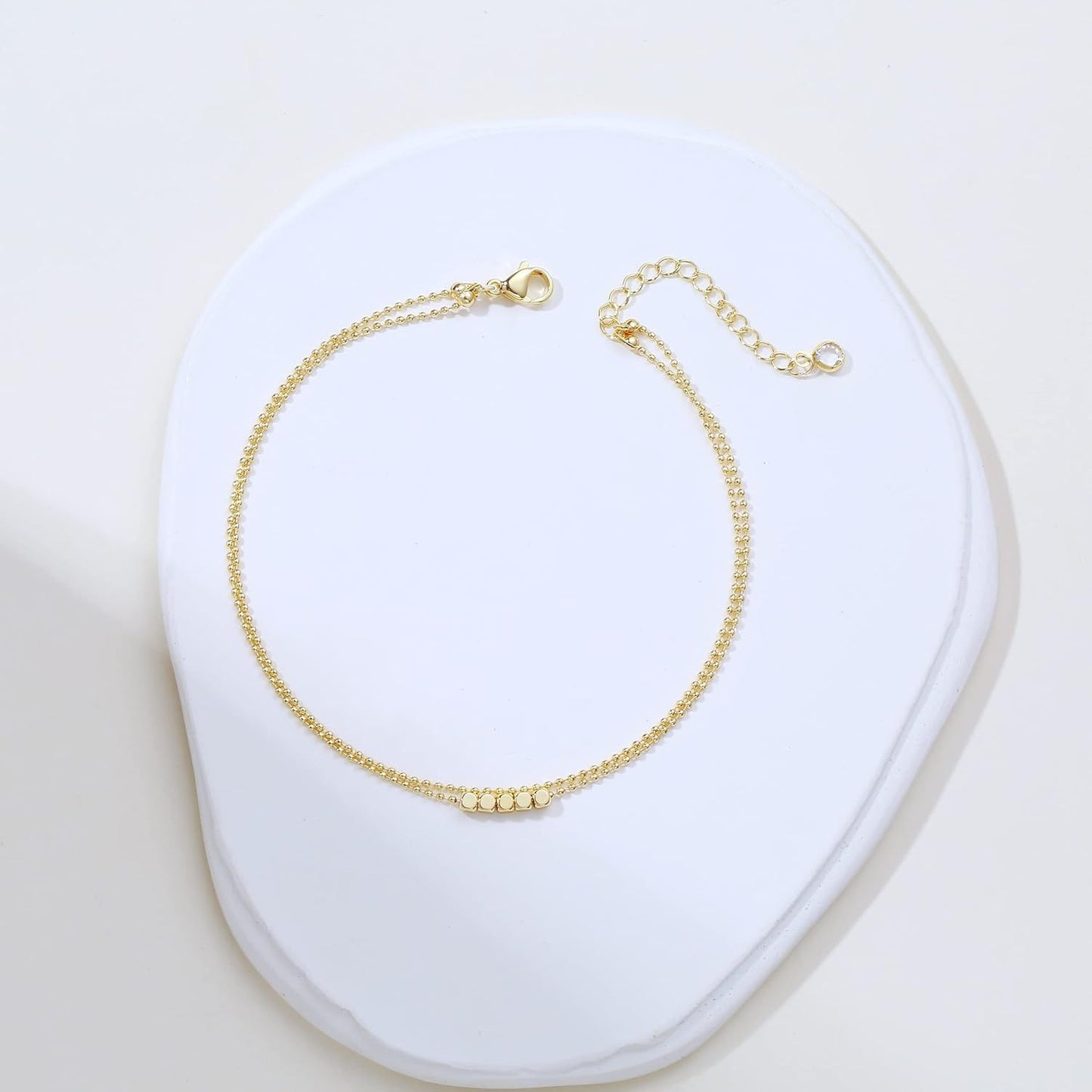 Wholesale 5 Piece Stainless Steel Geometric Square Anklet Set Fashion Jewelry