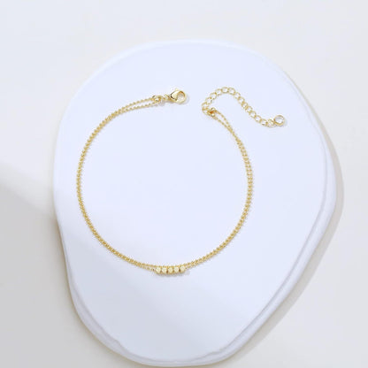 Wholesale 5 Piece Stainless Steel Geometric Square Anklet Set Fashion Jewelry