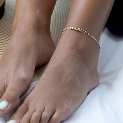 Wholesale 5 Piece Stainless Steel Geometric Square Anklet Set Fashion Jewelry