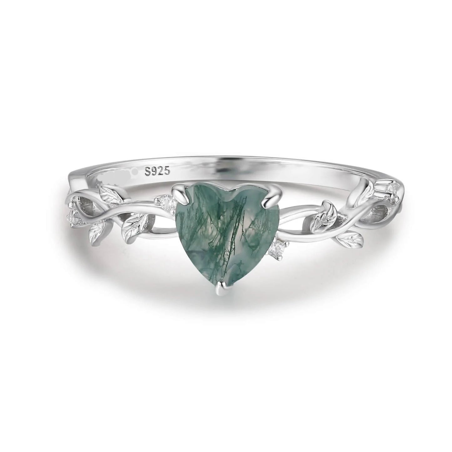 Green Agate Heart 925 Sterling Silver Ring wholesale jewelry JR fashion