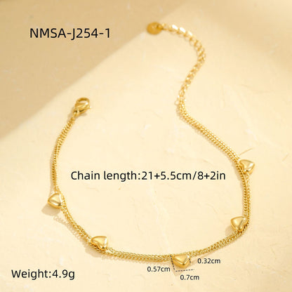 Wholesale 5 Piece Stainless Steel Heart Charm Anklet Set Vacation Style