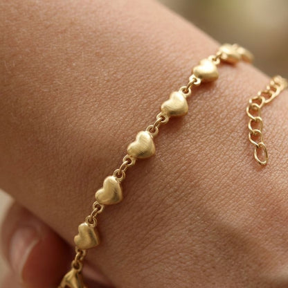 Wholesale 5 Piece Stainless Steel 18K Gold Heart Anklet Set