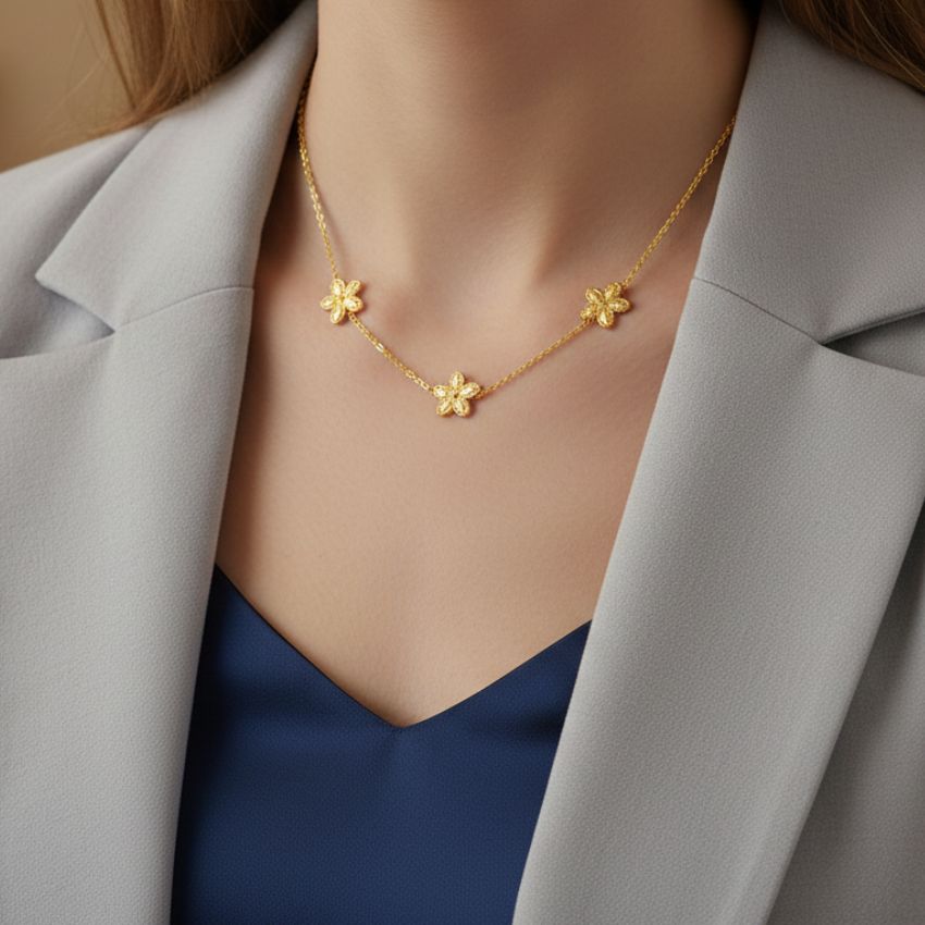 korean flower necklace dainty minimalist jewelry