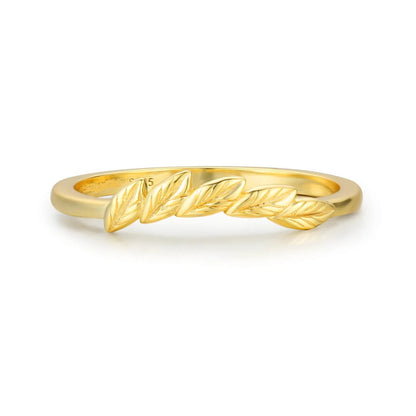 Leaf-Shaped 925 Sterling Silver Ring with Gold Plating JR Fashion wholesale jewelry