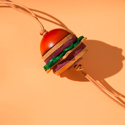 Leather Hamburger Bag Charm Wholesale Handmade Keychain Gift for Car Mirror (5 pcs)