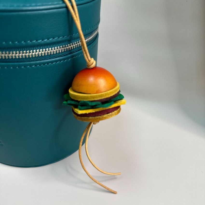 Leather Hamburger Bag Charm Wholesale Handmade Keychain Gift for Car Mirror (5 pcs)