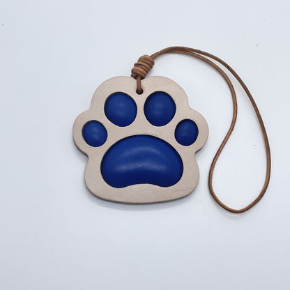 blue leather cat claw keychain – aesthetic animal keychain for bag, car, or gift use