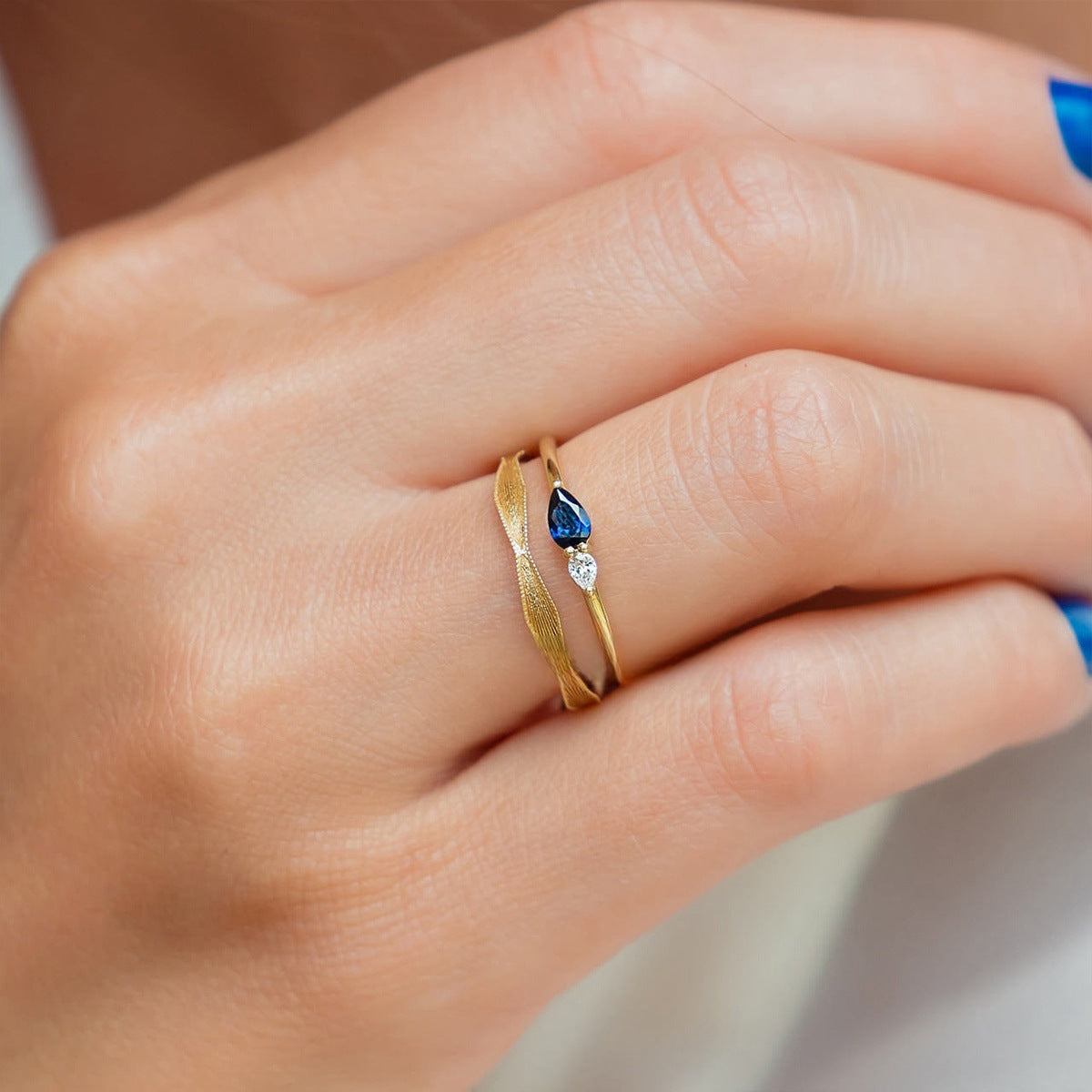 Midnight Sapphire Duo Ring displayed with multiple gemstone color options in sterling silver