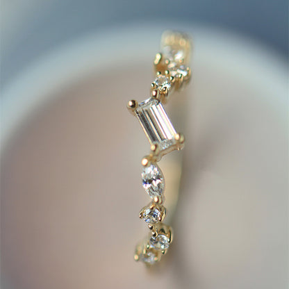 Nova Stardust Emerald Ring crafted from S925 sterling silver with elegant zircon arrangement