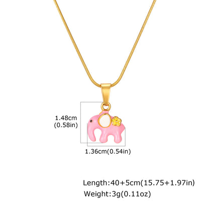 Wholesale 5 Pcs Stainless Steel Animal Necklace Giraffe Elephant Enamel