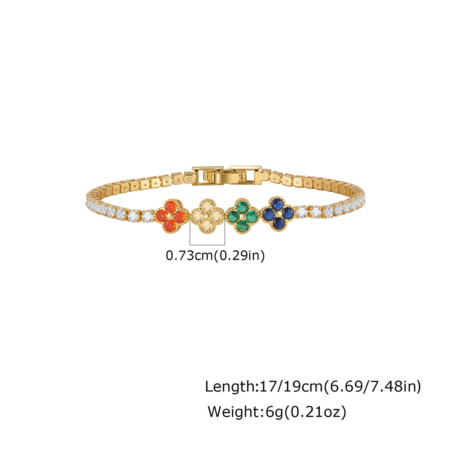 Wholesale 5 Pcs Brass Evil Eye Clover Tennis Bracelet Zircon Gold