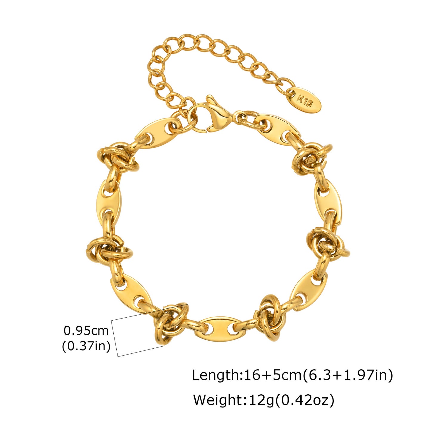 Wholesale 5 Pcs Stainless Steel Mariner Link Bracelet Coffee Bean Chain