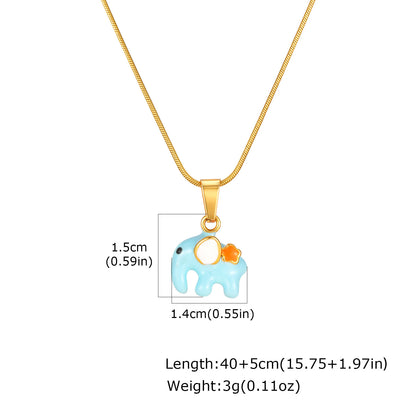 Wholesale 5 Pcs Stainless Steel Animal Necklace Giraffe Elephant Enamel