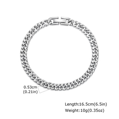 Wholesale 5 Pcs Stainless Steel Curb Chain Bracelet Fold Over Clasp