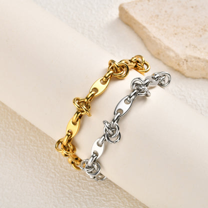 Wholesale 5 Pcs Stainless Steel Mariner Link Bracelet Coffee Bean Chain
