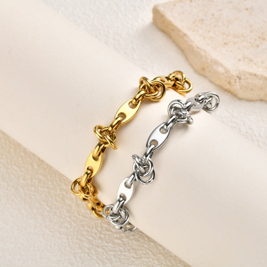 Wholesale 5 Pcs Stainless Steel Mariner Link Bracelet Coffee Bean Chain