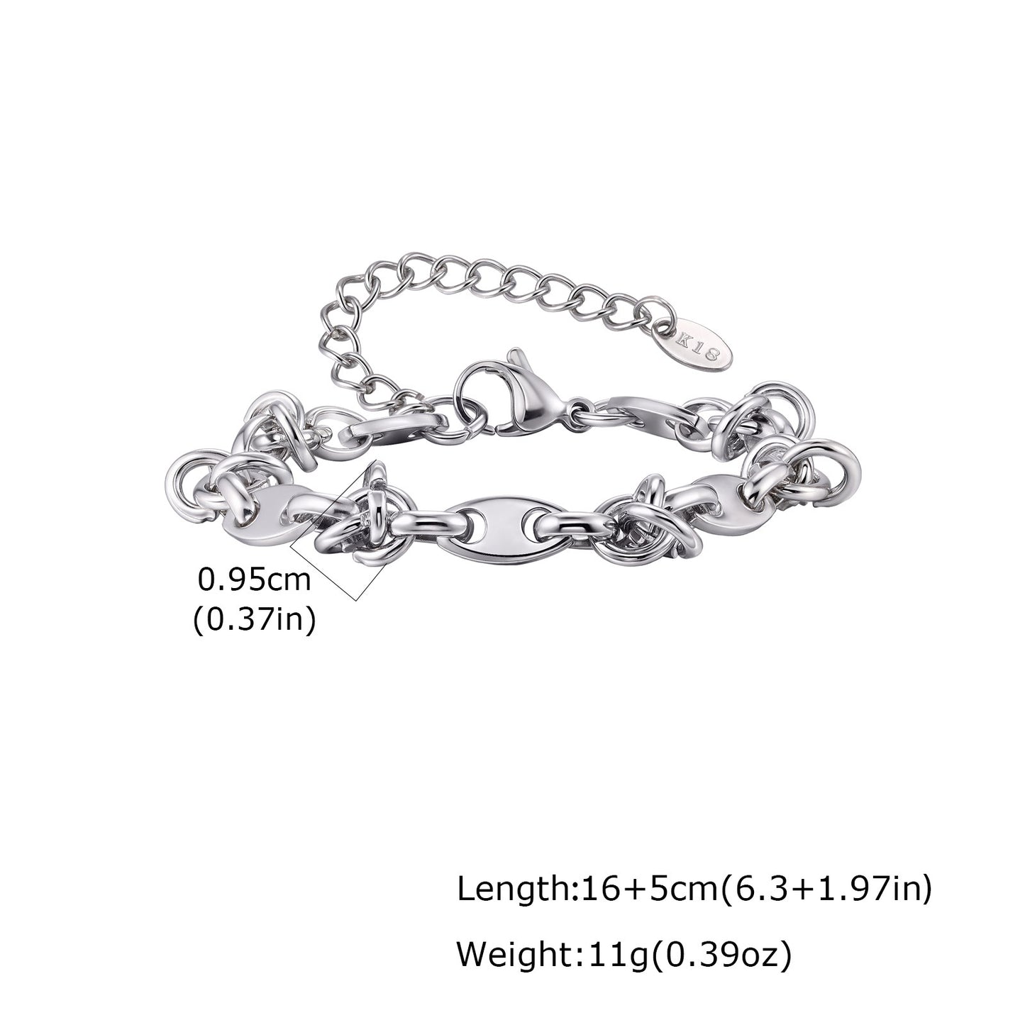 Wholesale 5 Pcs Stainless Steel Mariner Link Bracelet Coffee Bean Chain