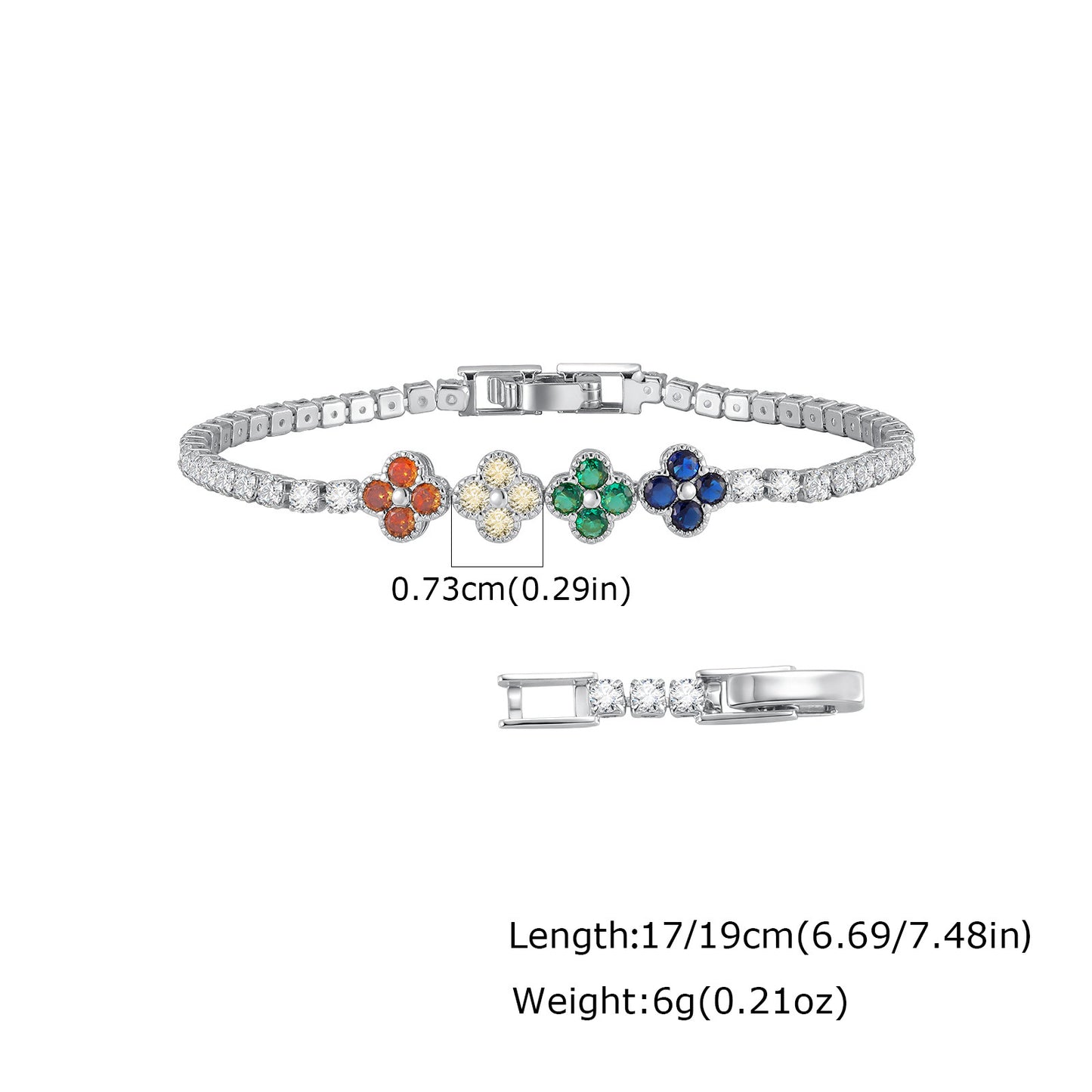 Wholesale 5 Pcs Brass Evil Eye Clover Tennis Bracelet Zircon Gold
