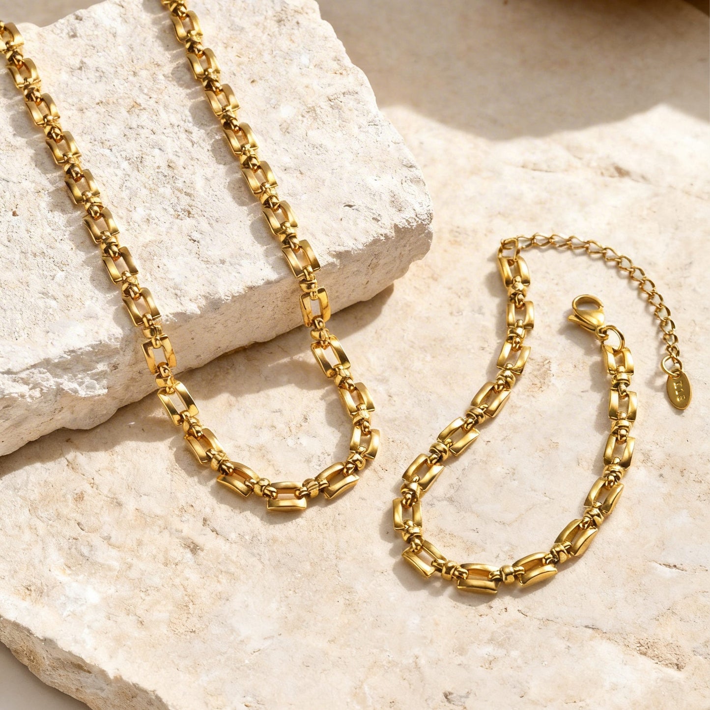 Wholesale 5 Sets Stainless Steel Necklace Bracelet Set Oval Link Chain