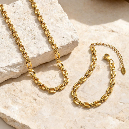 Wholesale 5 Sets Stainless Steel Necklace Bracelet Set Oval Link Chain