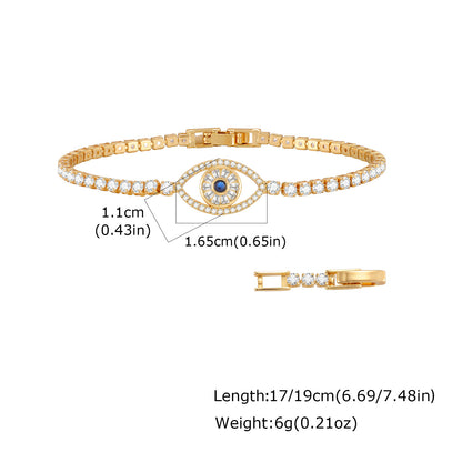 Wholesale 5 Pcs Brass Evil Eye Clover Tennis Bracelet Zircon Gold