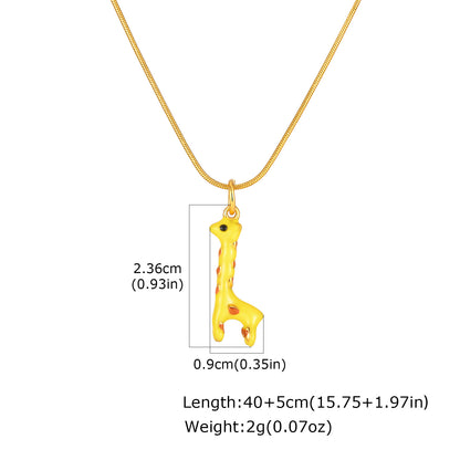 Wholesale 5 Pcs Stainless Steel Animal Necklace Giraffe Elephant Enamel