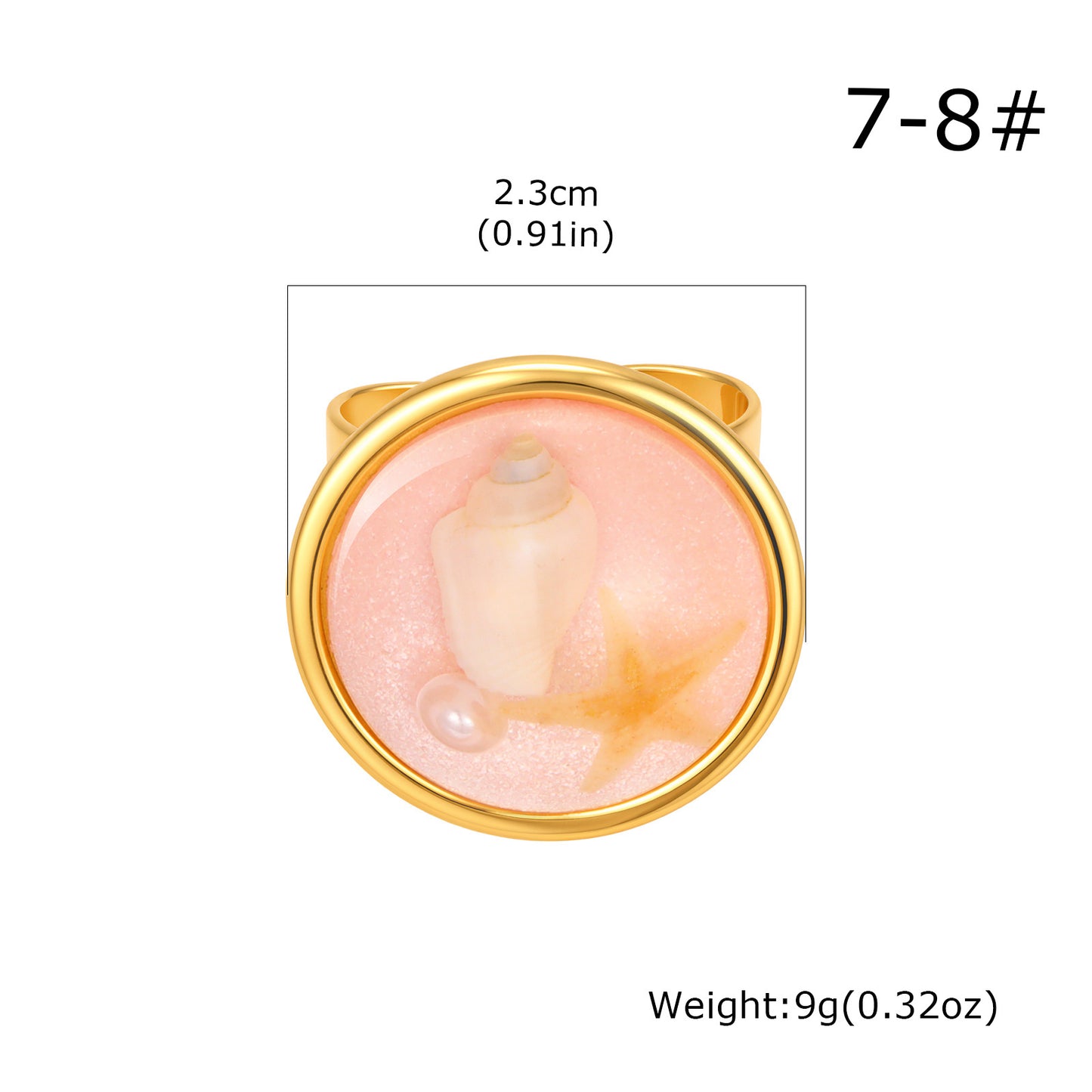 Wholesale 5 Pcs Stainless Steel Ocean Resin Ring Shell Starfish Jewelry
