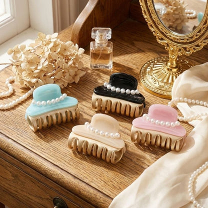 Pearl Claw Clip French Style Acetate Hair Clip (5 pcs)