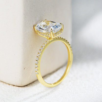 Taylor Swift Wedding Ring Inspired Jewelry Wholesale Radiant Cut Cubic Zirconia Engagement Ring White Gold Plated