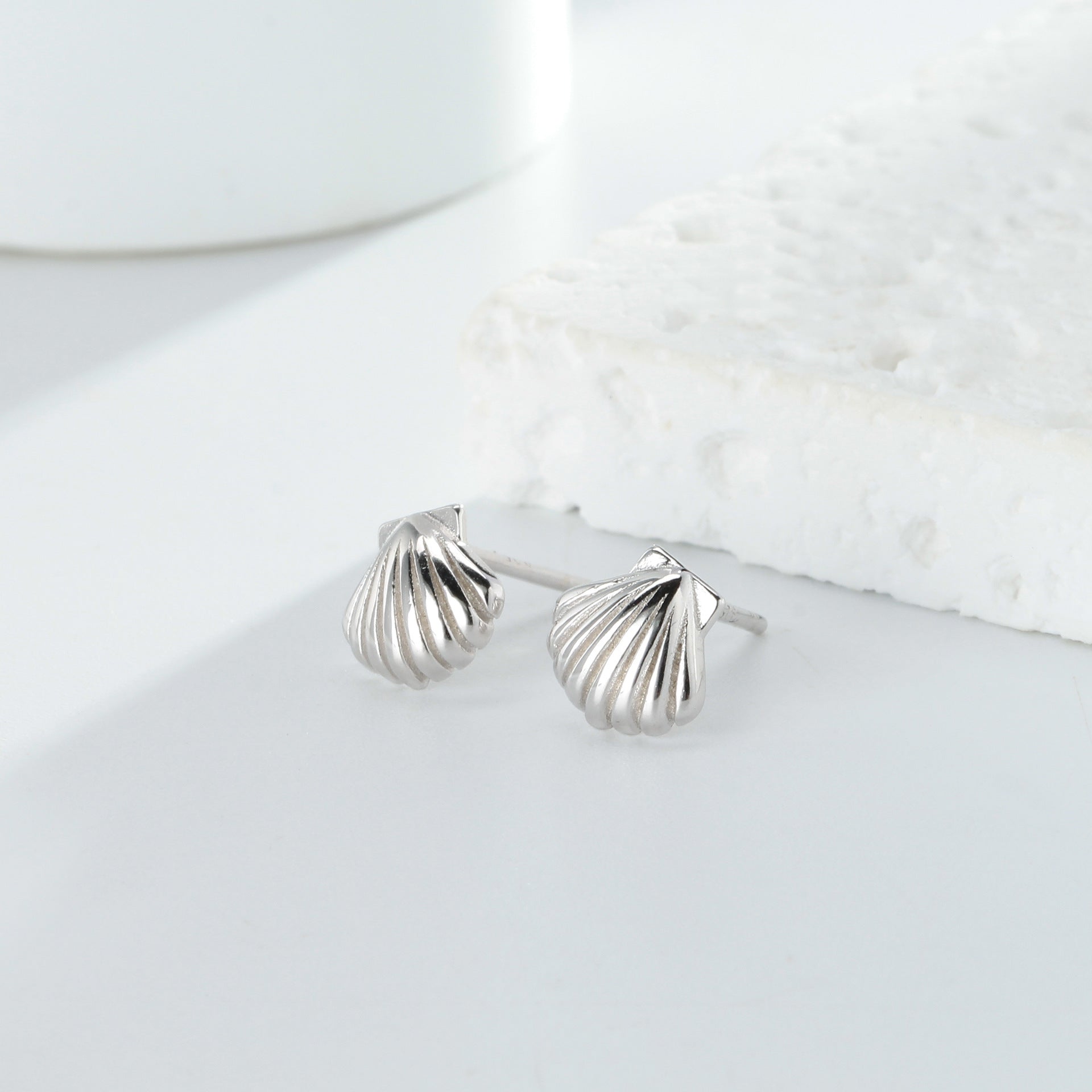 shell stud earrings silver 925 sterling silver minimalist studs