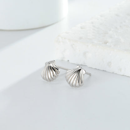 shell stud earrings silver 925 sterling silver minimalist studs