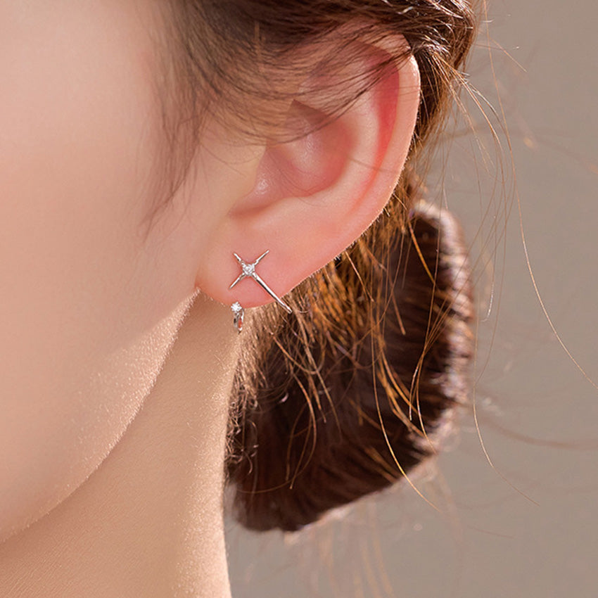 Shooting Star Dangle Earrings 925 Sterling Silver Korean Style Wholesale Jewelry (5 Pairs)